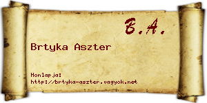 Brtyka Aszter névjegykártya